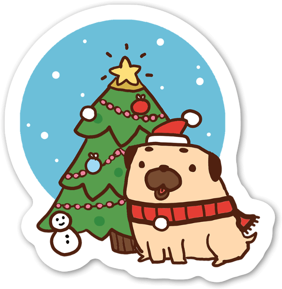 Holiday Pupand Christmas Tree Sticker PNG