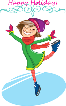 Holiday Skating Girl Celebration PNG