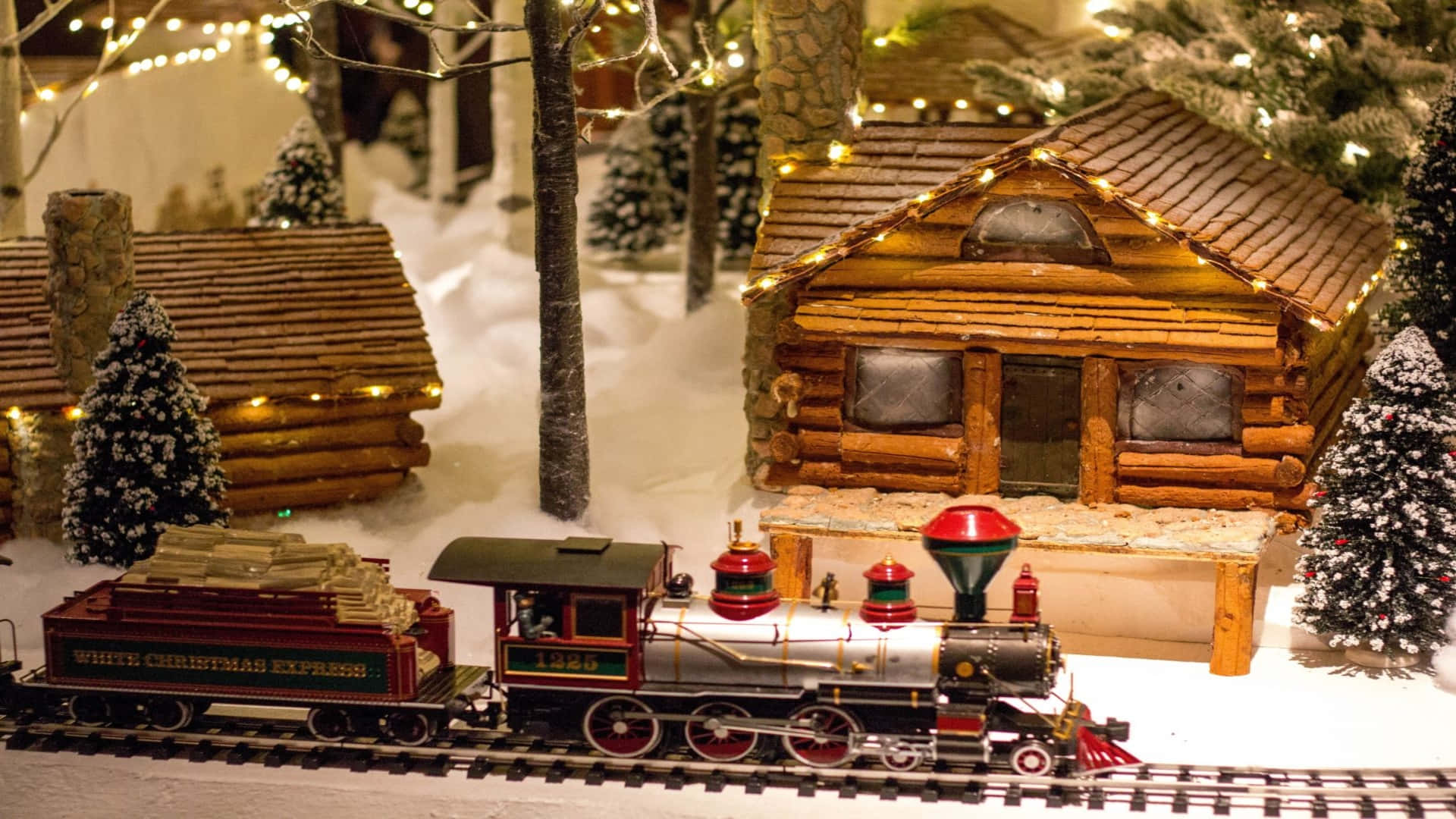 Train And Christmas Village Holiday Teams Background