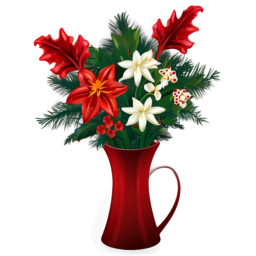 Holiday Themed Flower Vase Png 06122024 PNG