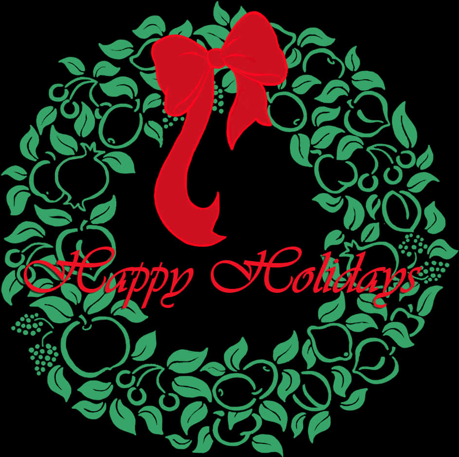 Holiday Wreathwith Red Bow PNG