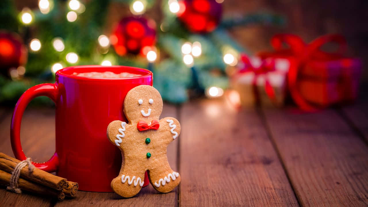Christmas Gingerbread Holiday Zoom Background 1280 x 720 Background