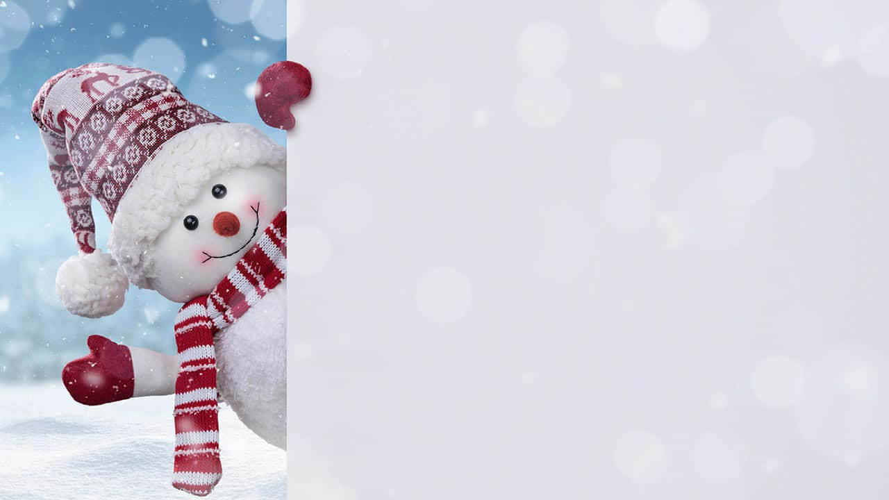 Smiling Snowman Holiday Zoom Background 1280 x 720 Background