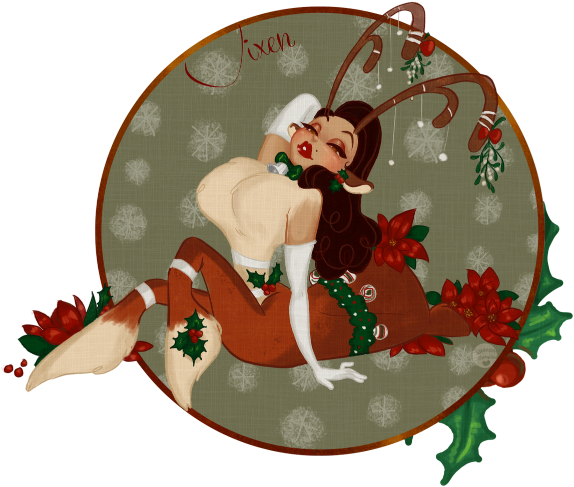 Holiday_ Pinup_ Reindeer_ Theme PNG