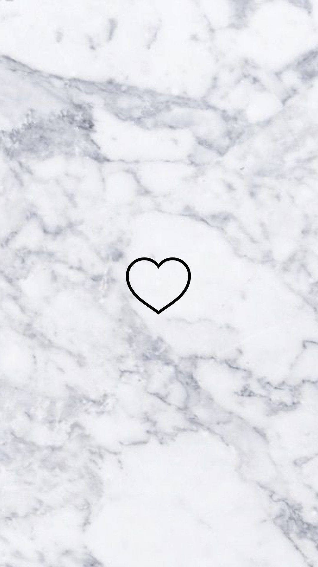 Hollow Heart Black White Marble Iphone Wallpaper