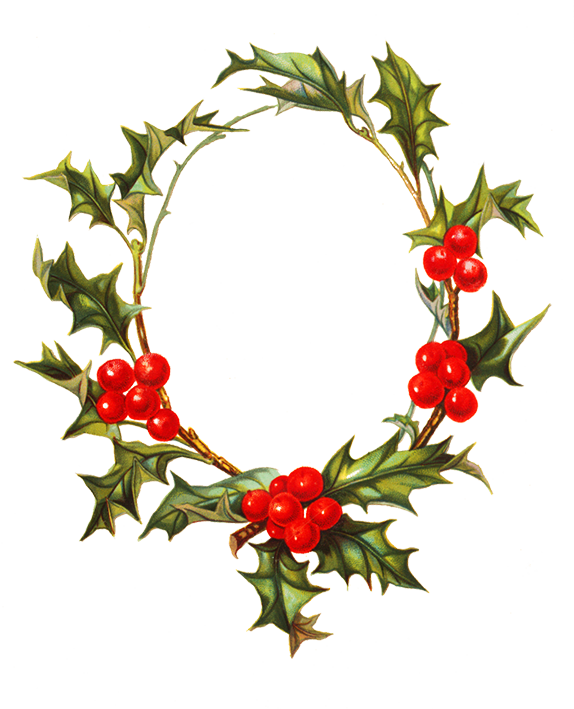 Holly Berries Christmas Frame PNG