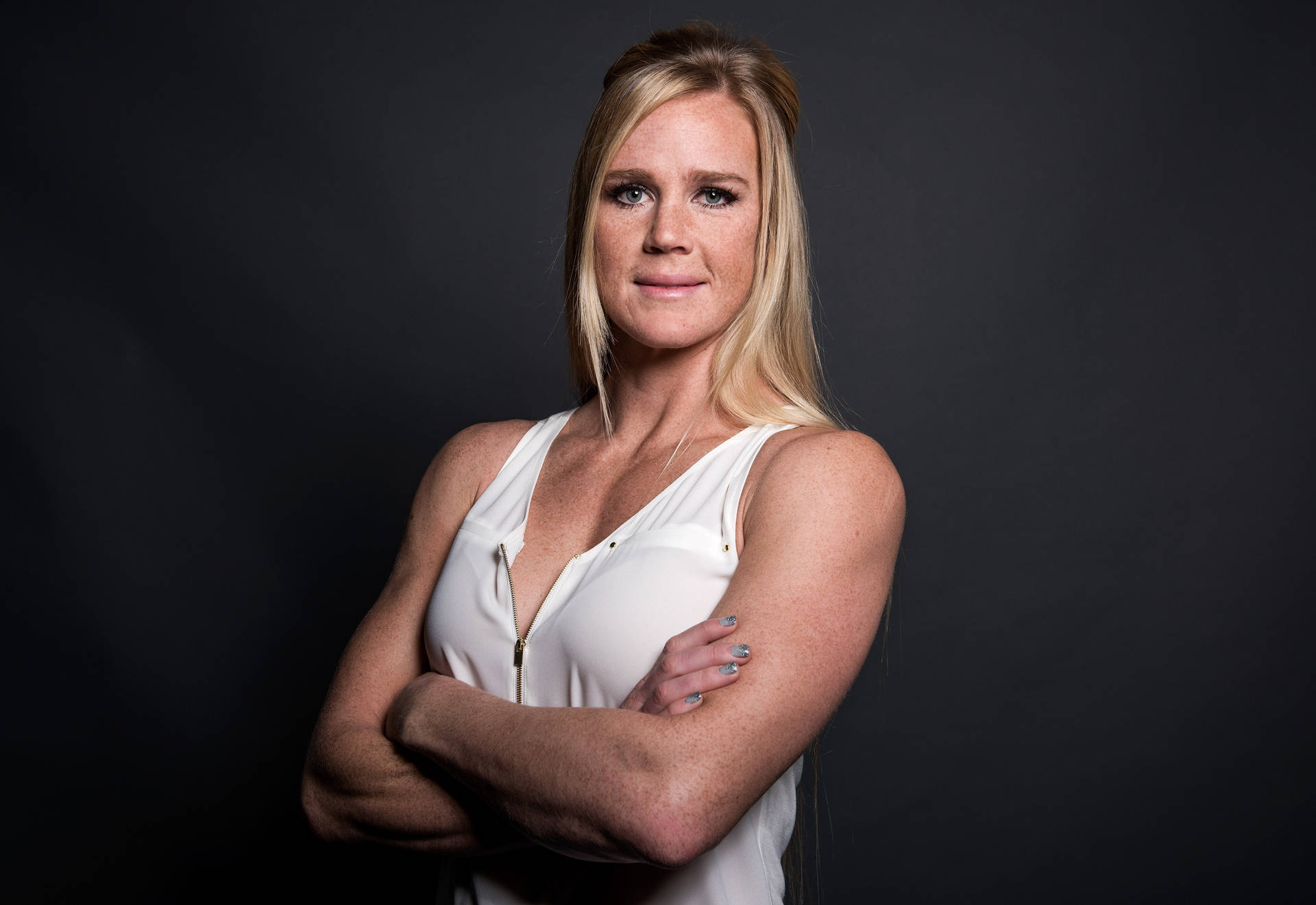 Holly Holm Wearing White Blouse Wallpaper