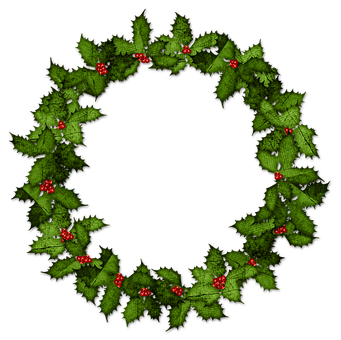 Hollyand Fern Christmas Wreath PNG