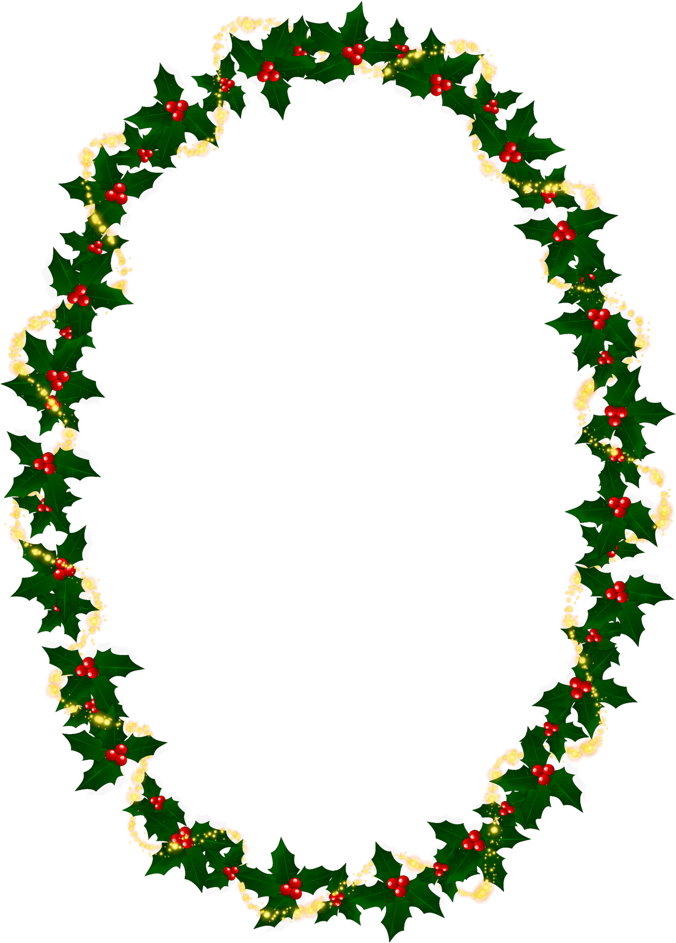 Hollyand Lights Christmas Frame PNG