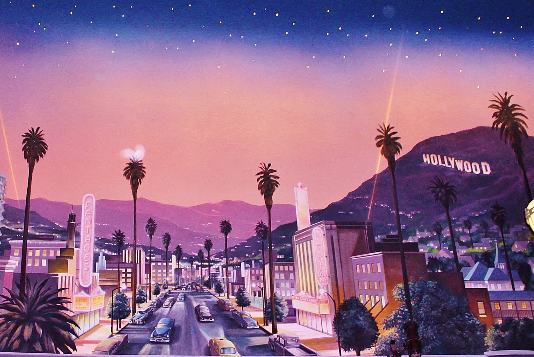 Digitalkonstverk Av Downtown Los Angeles Hollywood-bakgrund