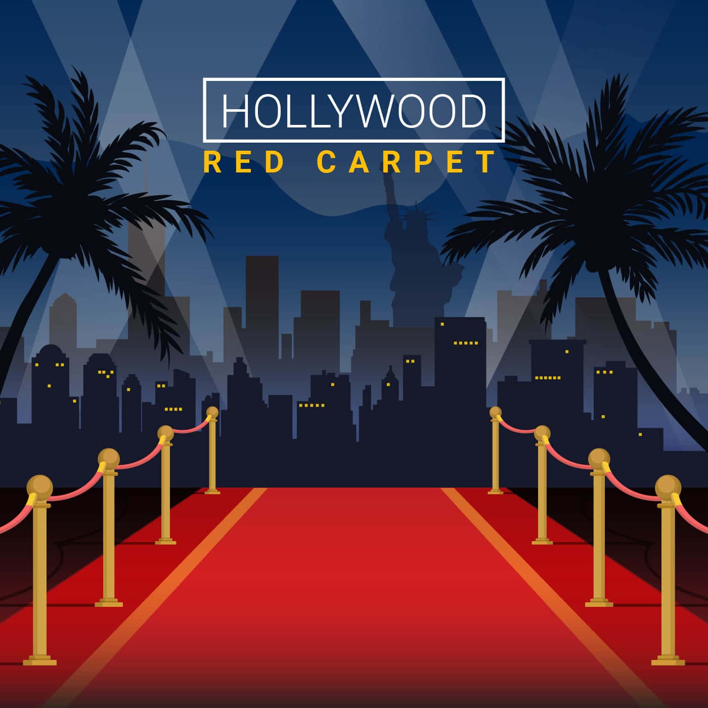 Hollywood Background With Palm Trees And Red Carpet Wallpaper