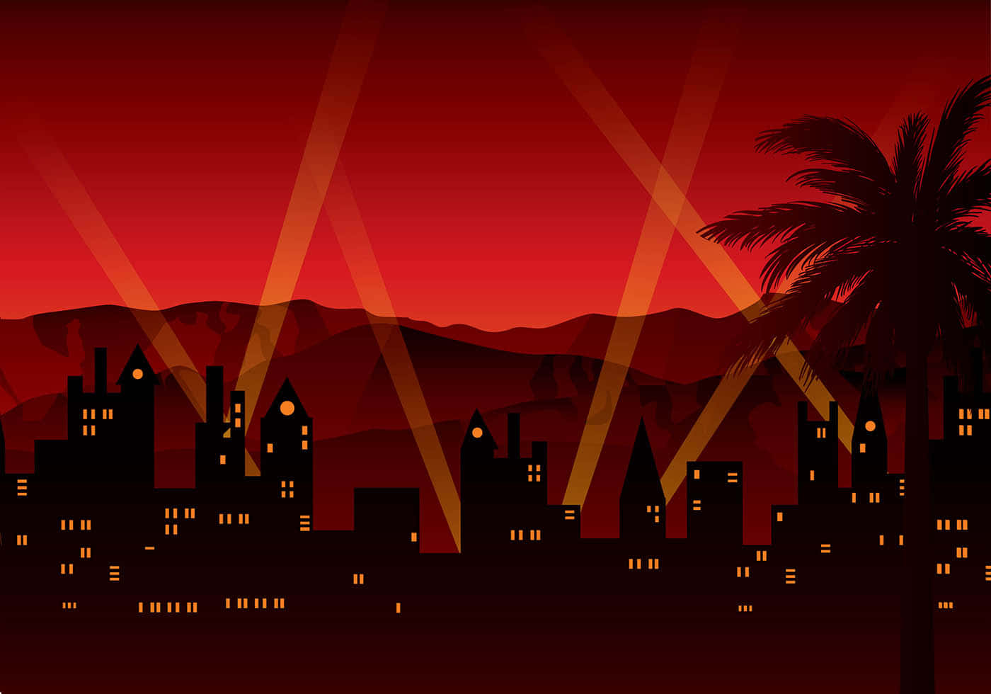 Hollywood Background City Lights With Red Backdrop Wallpaper