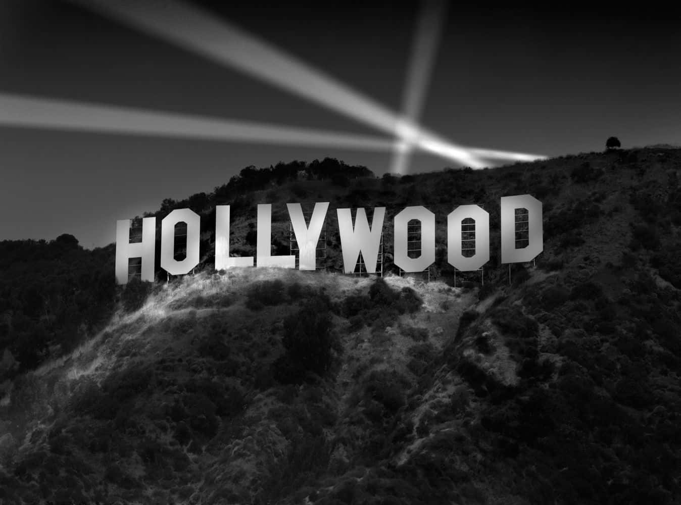 Hollywood Background Sign Board Black And White Wallpaper