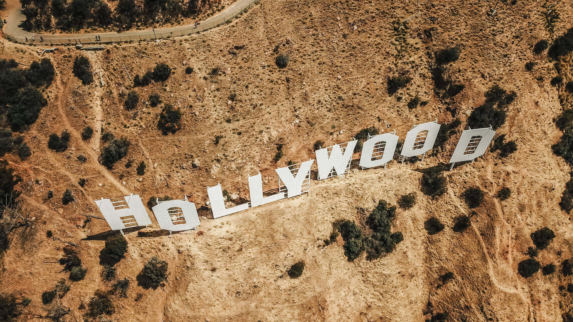 Top View Of Hollywood Background Sign Board