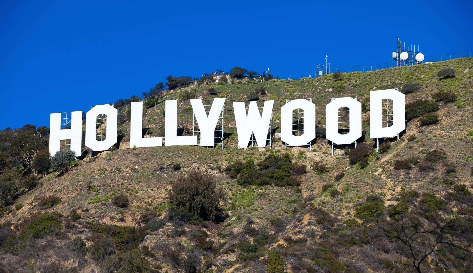 Hintergrundbildmit Hollywood-schild Auf Einem Berg.