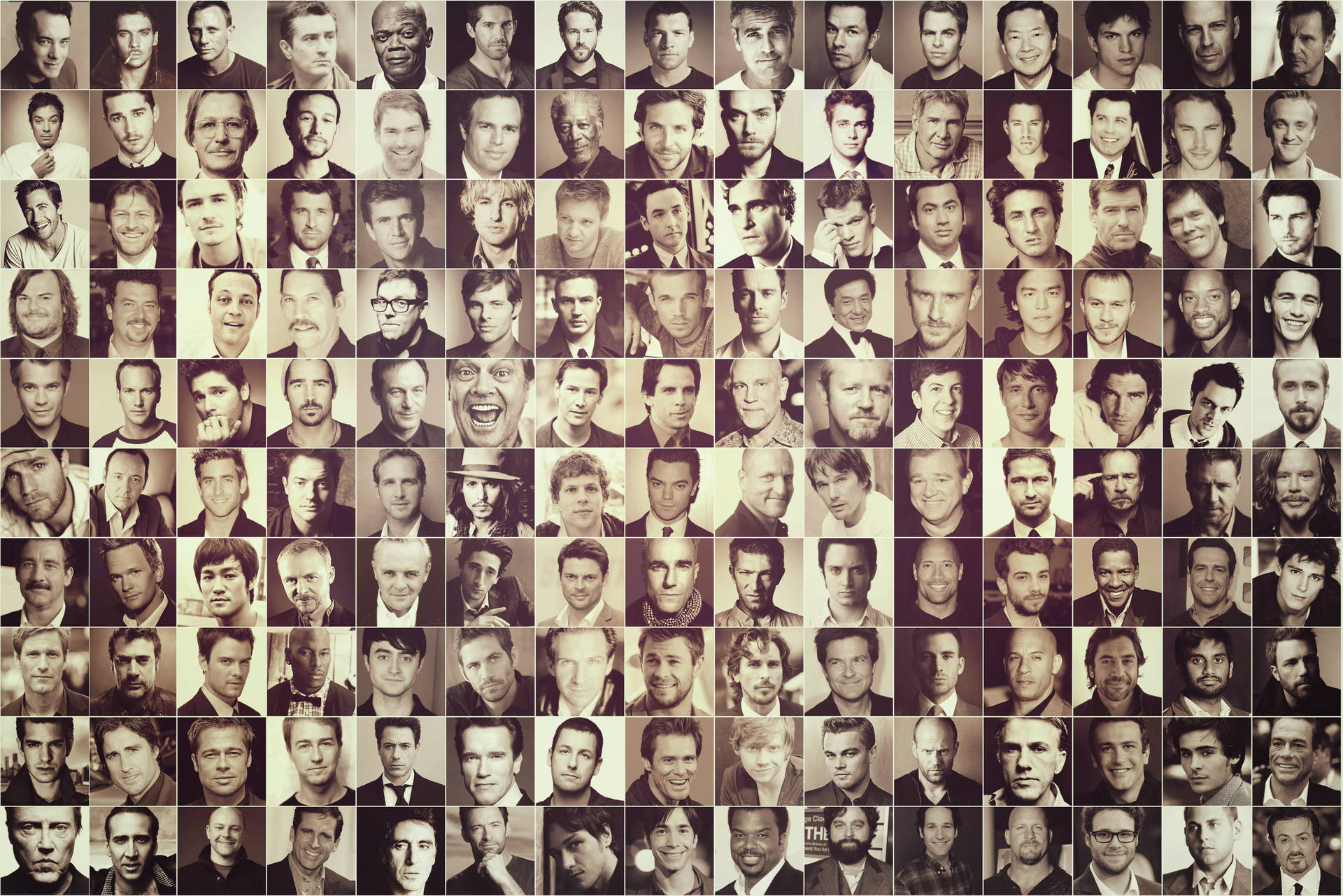Hollywood Mænd Berømtheder Collage Wallpaper