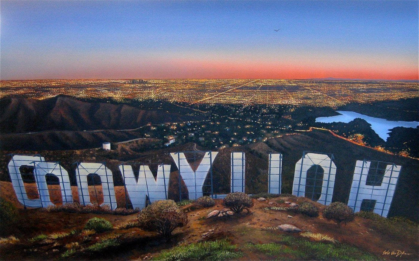 Hollywood Sign Dusky Sky Background