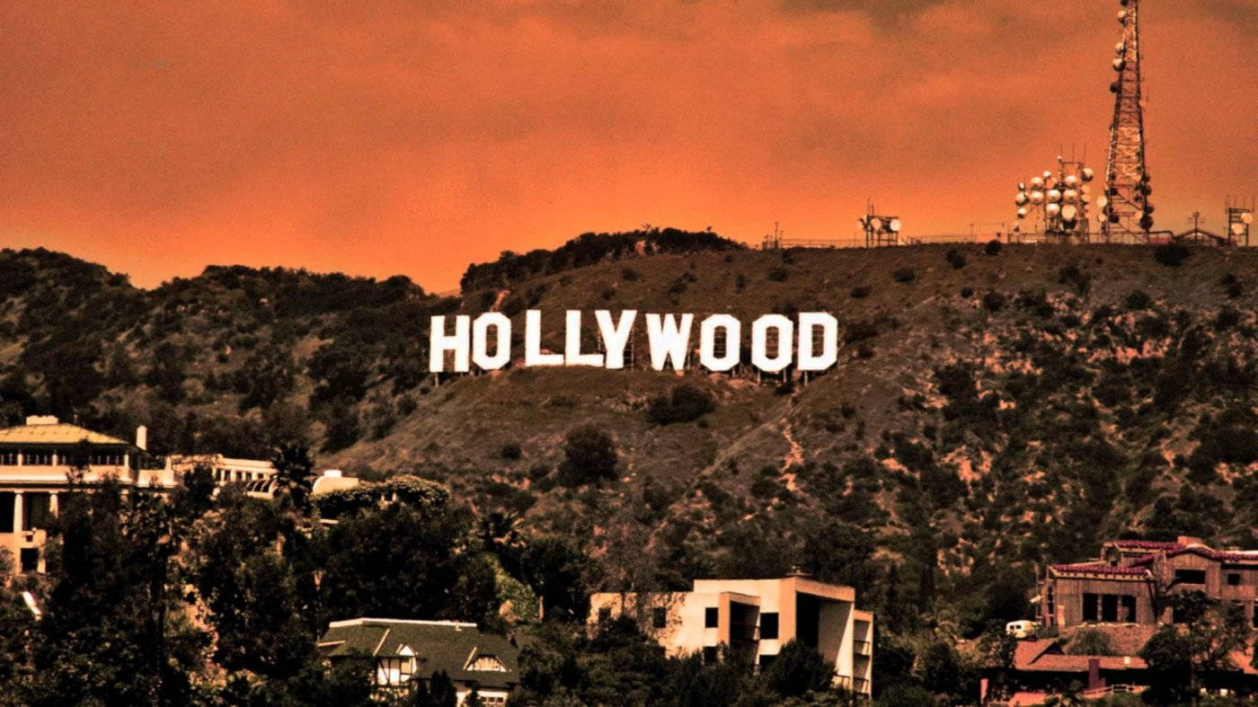 Hollywood Sign Vintage Orange Filter Background