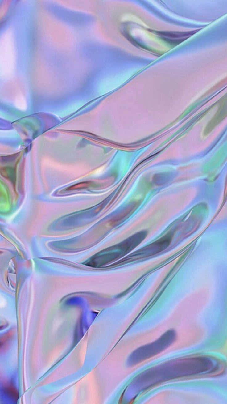 A Close Up Of A Pink And Blue Holographic Surface
