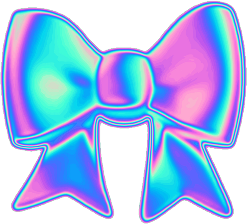 Holographic Bow Kawaii Aesthetic.png PNG