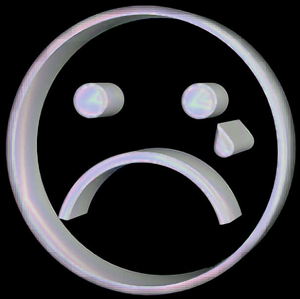 Holographic Sad Face Emoji PNG