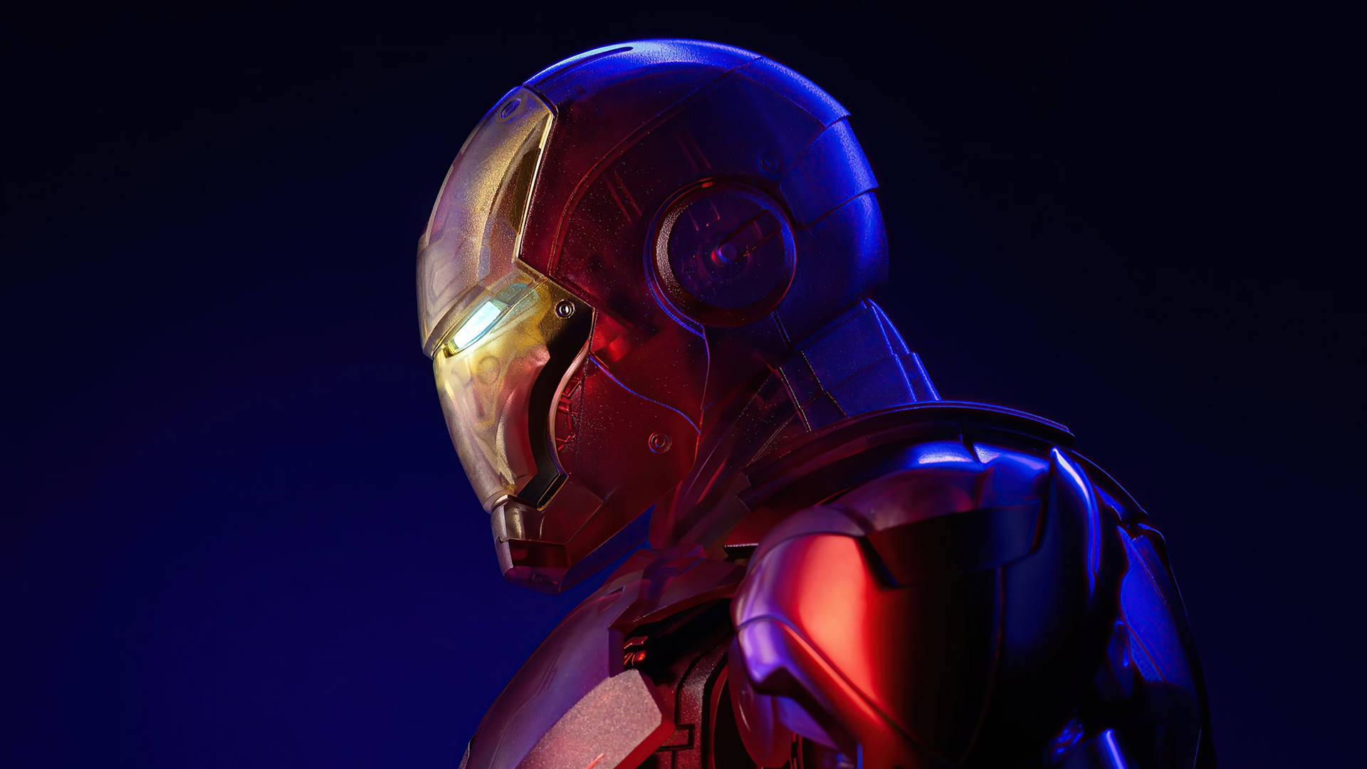 Holografisktsidoprofil Iron Man Superhjälte. Wallpaper