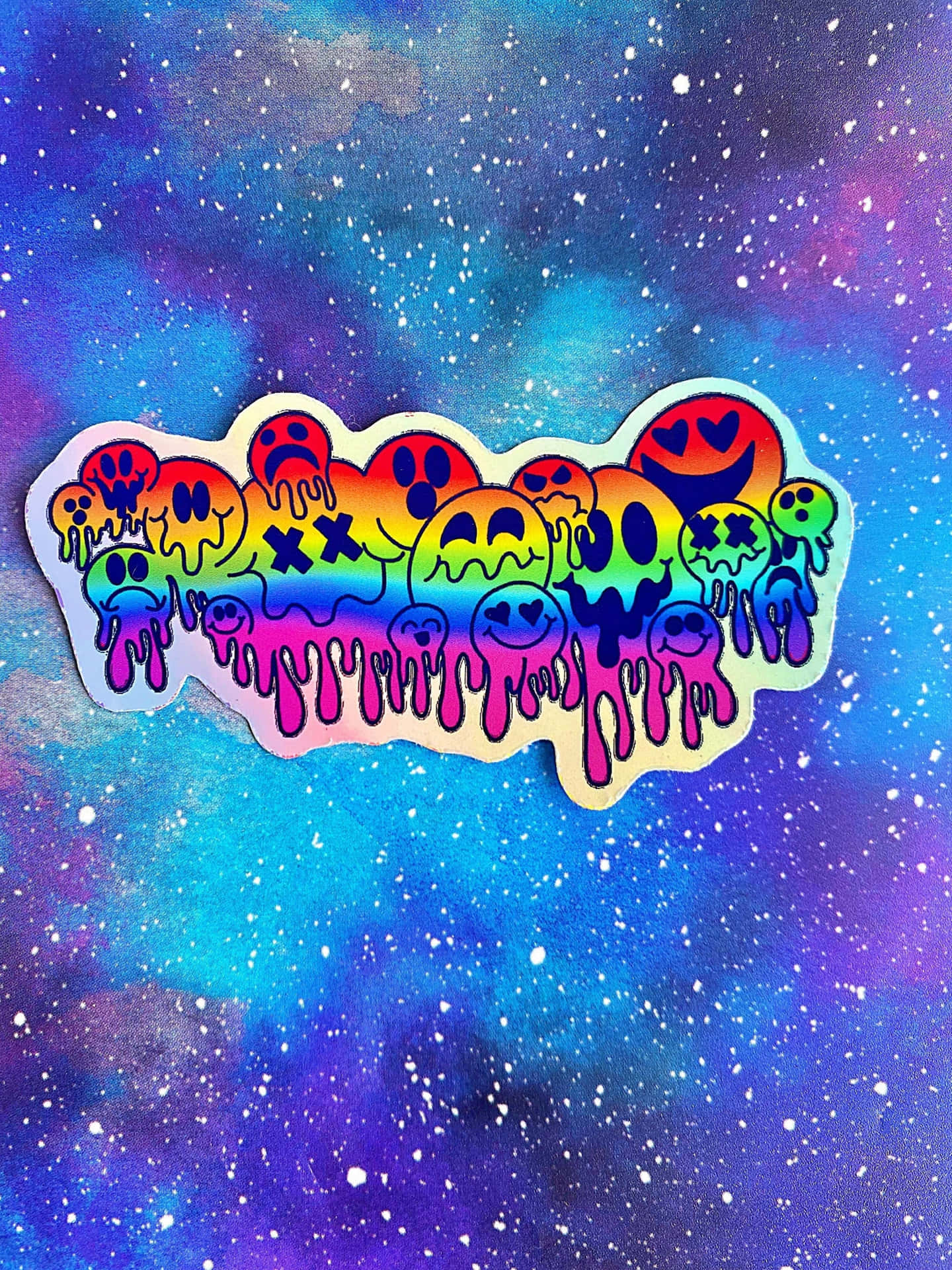 Holographic Sticker Aesthetic Trippy Smiley Face Wallpaper