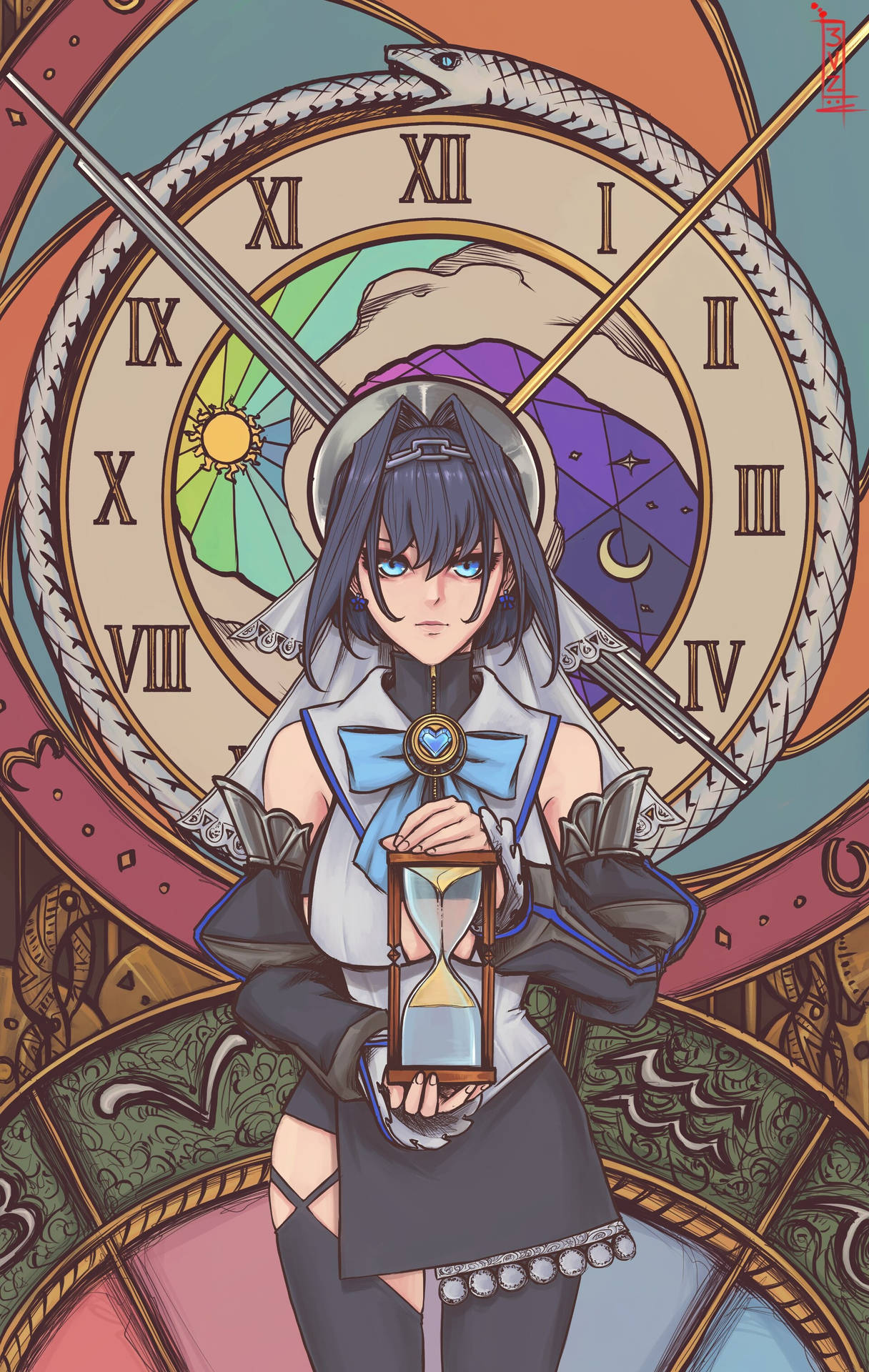 Hololive Kronii Time And Hourglass Wallpaper