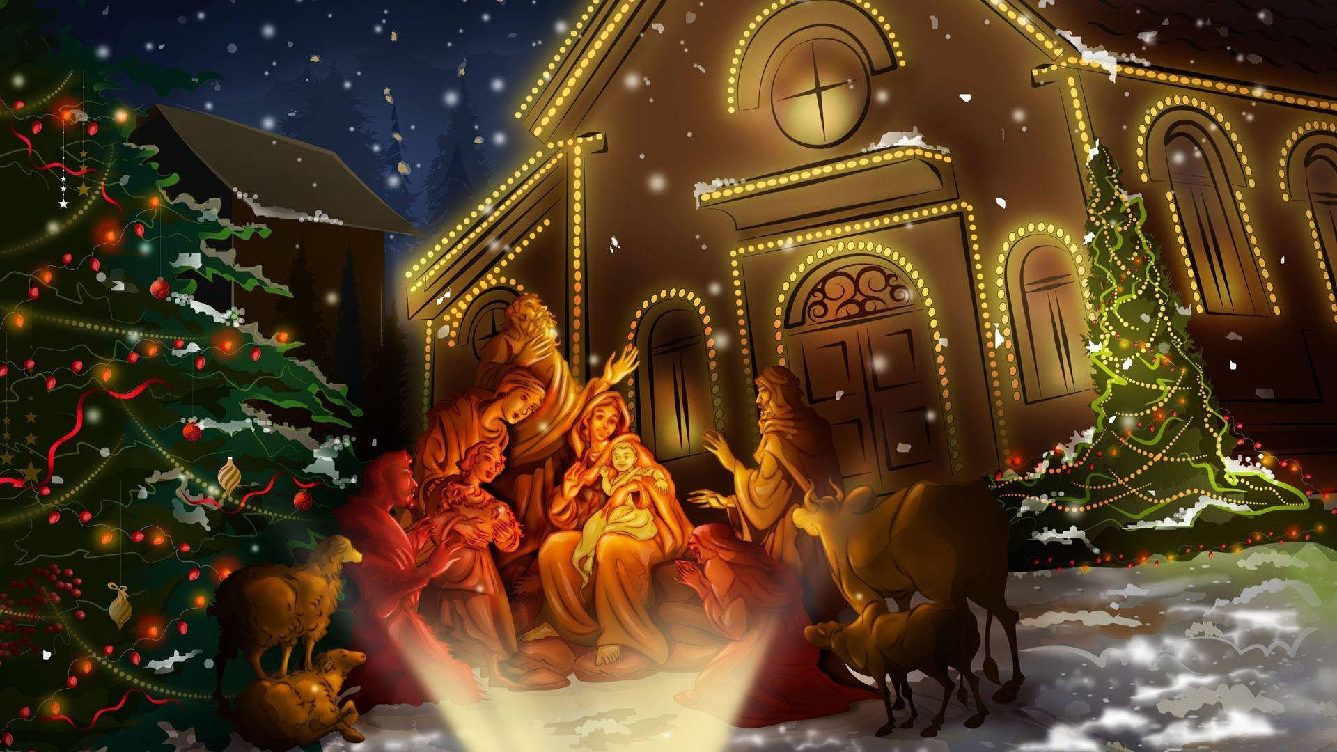 Holy Family During Christmas Wallpaper