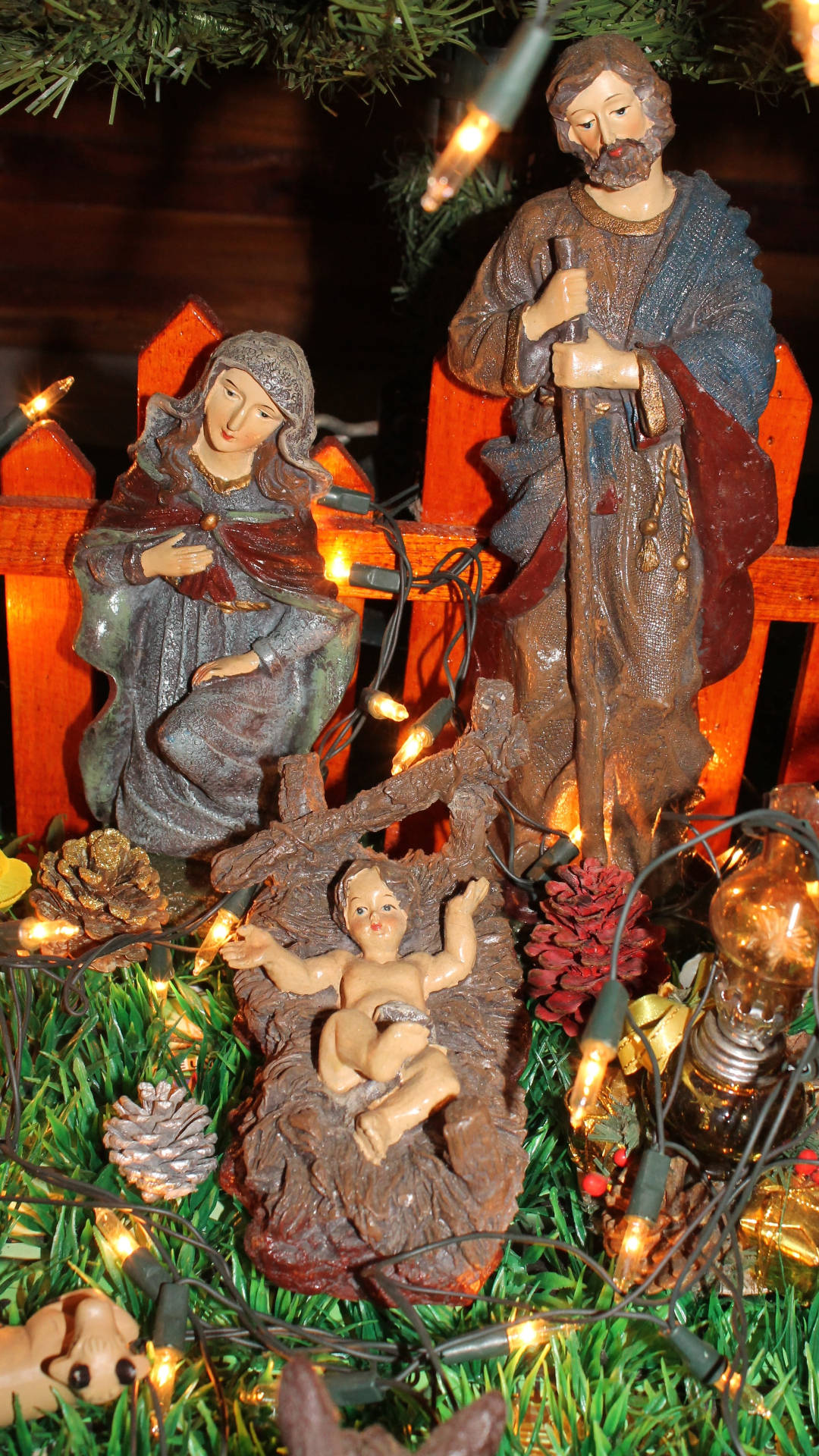 Holy Family With Christmas Lights