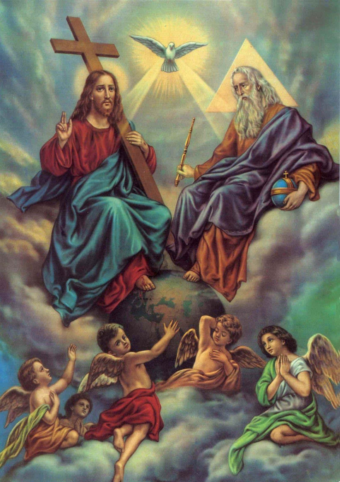 The Holy Trinity depicted in a stunning, artistic representation Wallpaper