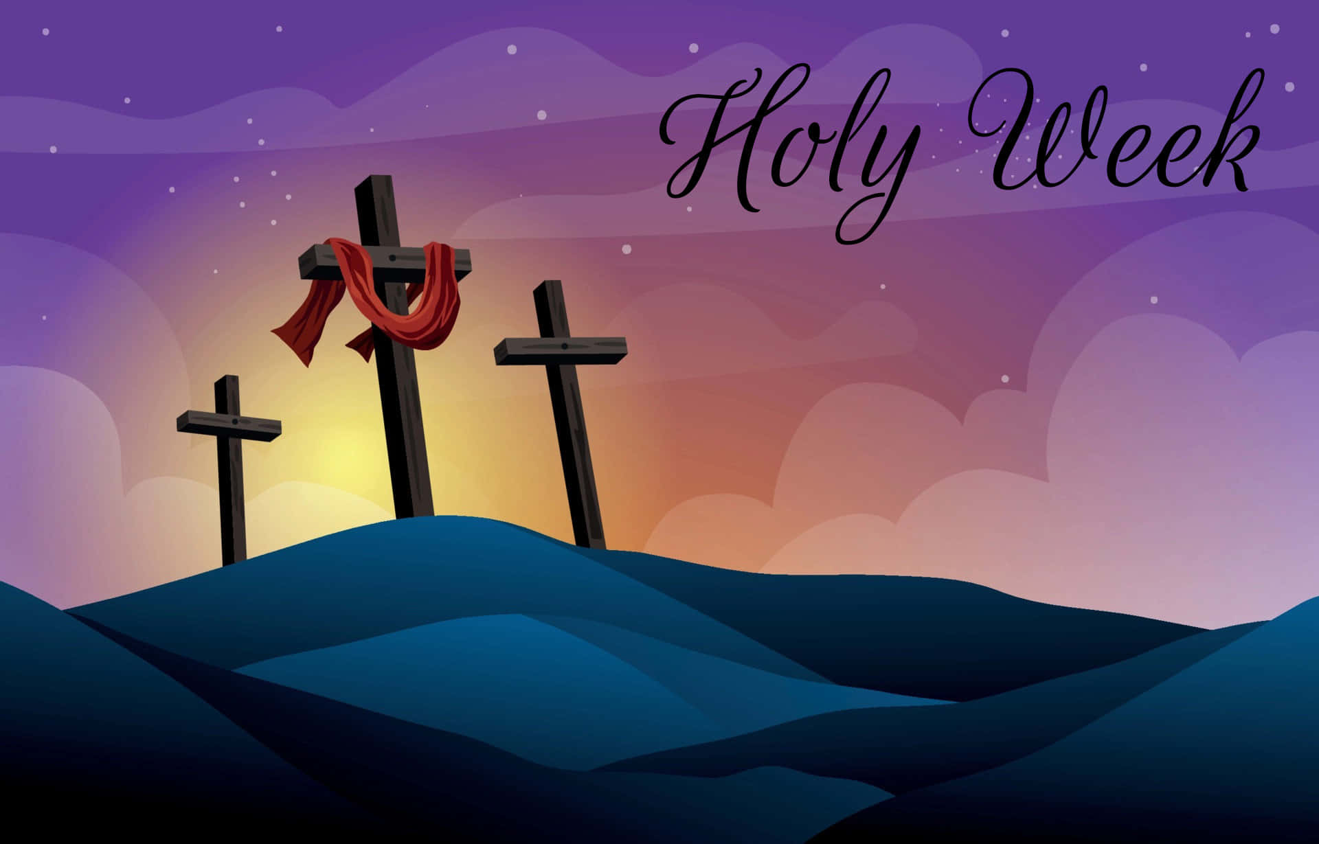 Holy Week With Crosses And A Red Cross Wallpaper