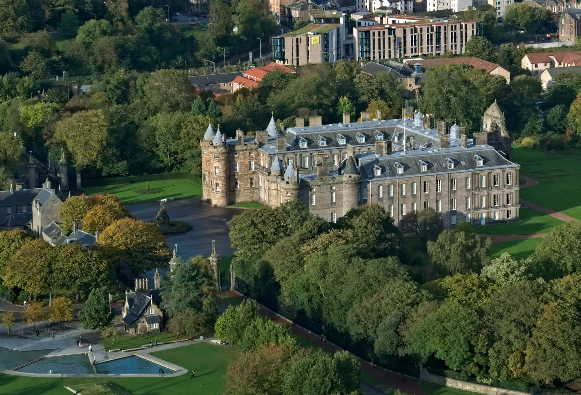 Download Holyrood Palace Aerial View Wallpaper | Wallpapers.com