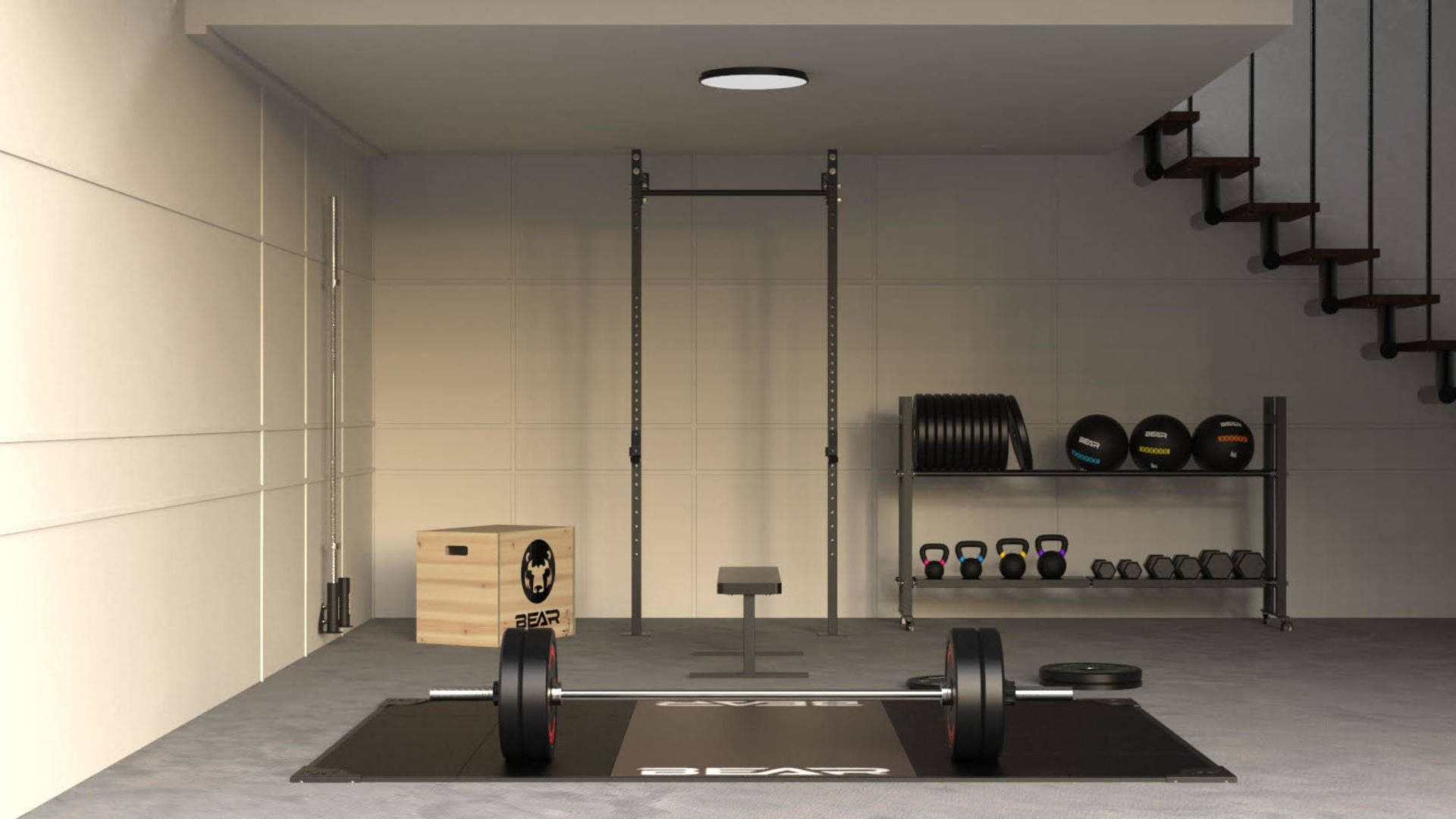 Home Gym With Barbell Wallpaper