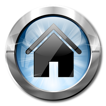 Home Icon Glossy Metallic Button PNG