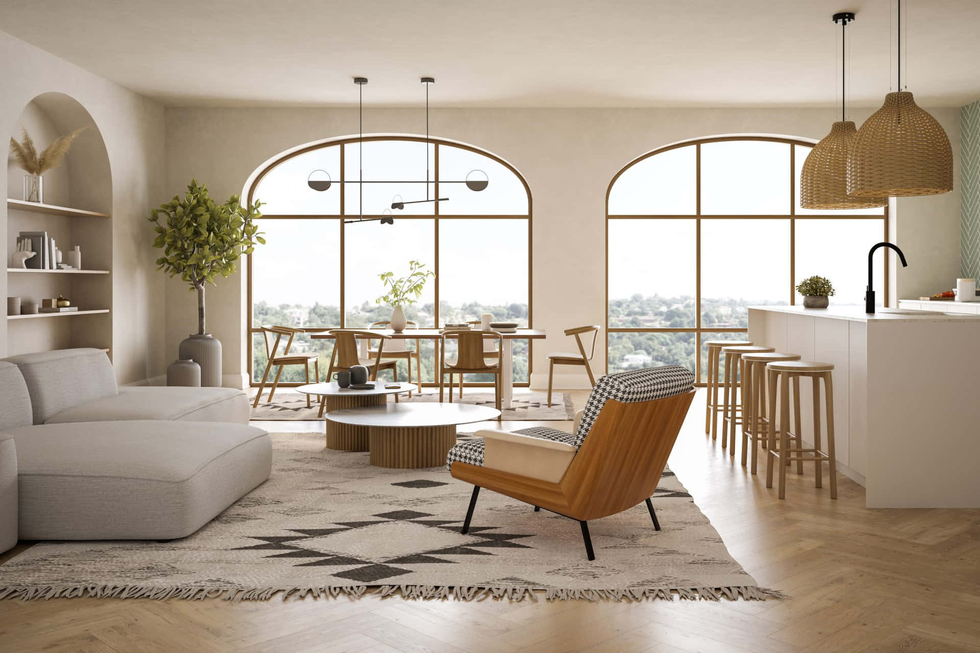 Home Interior Modern Minimalistic Beige Design Picture