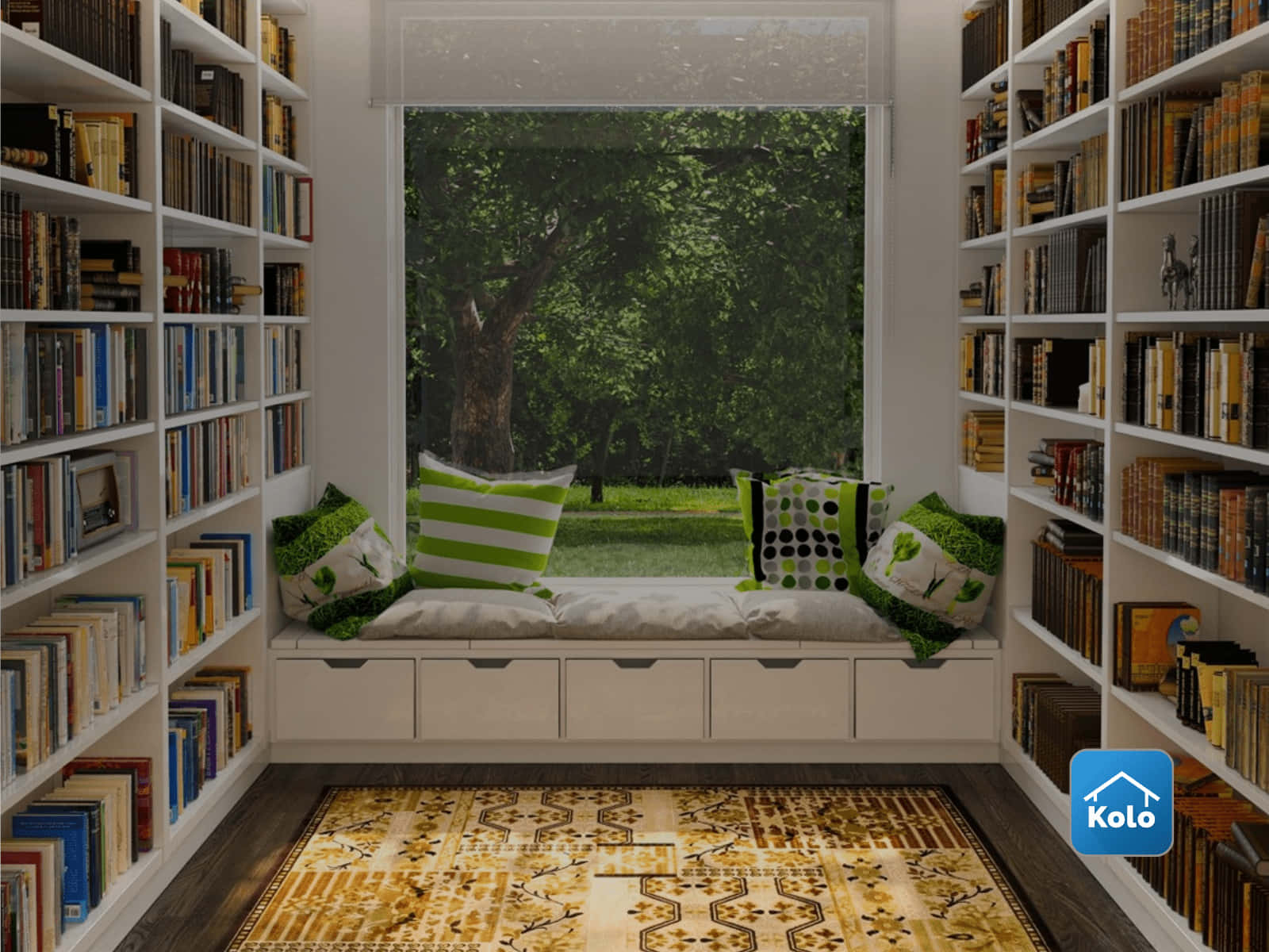 Et værelse med bogreoler Wallpaper