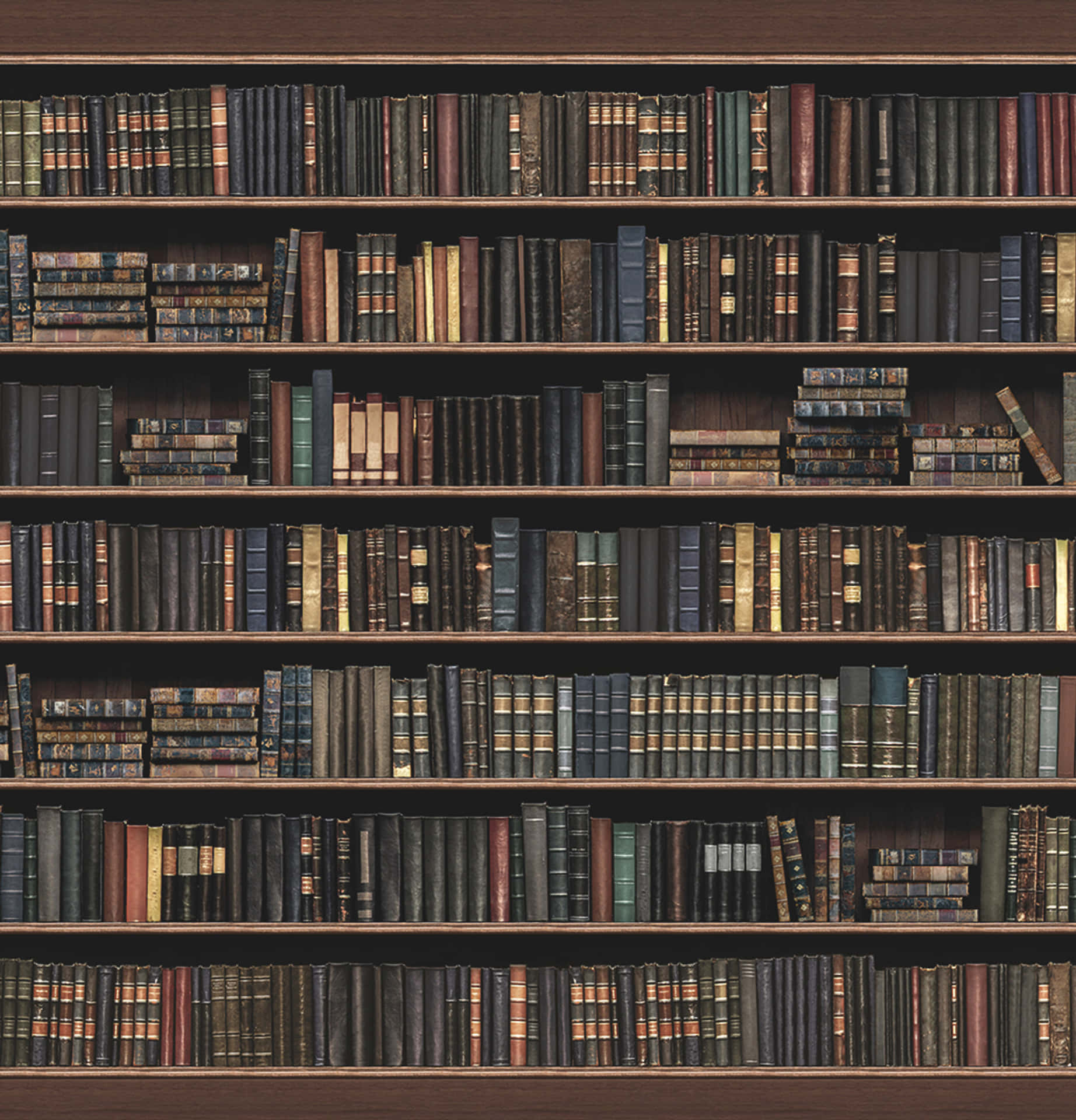 A Library With Many Books On Shelves Wallpaper