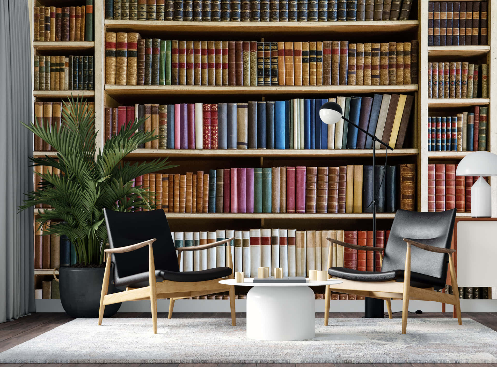 Eineeinladende Heimbibliothek -- Ein Warmes, Entspannendes Ambiente Zum Lesen Und Lernen. Wallpaper