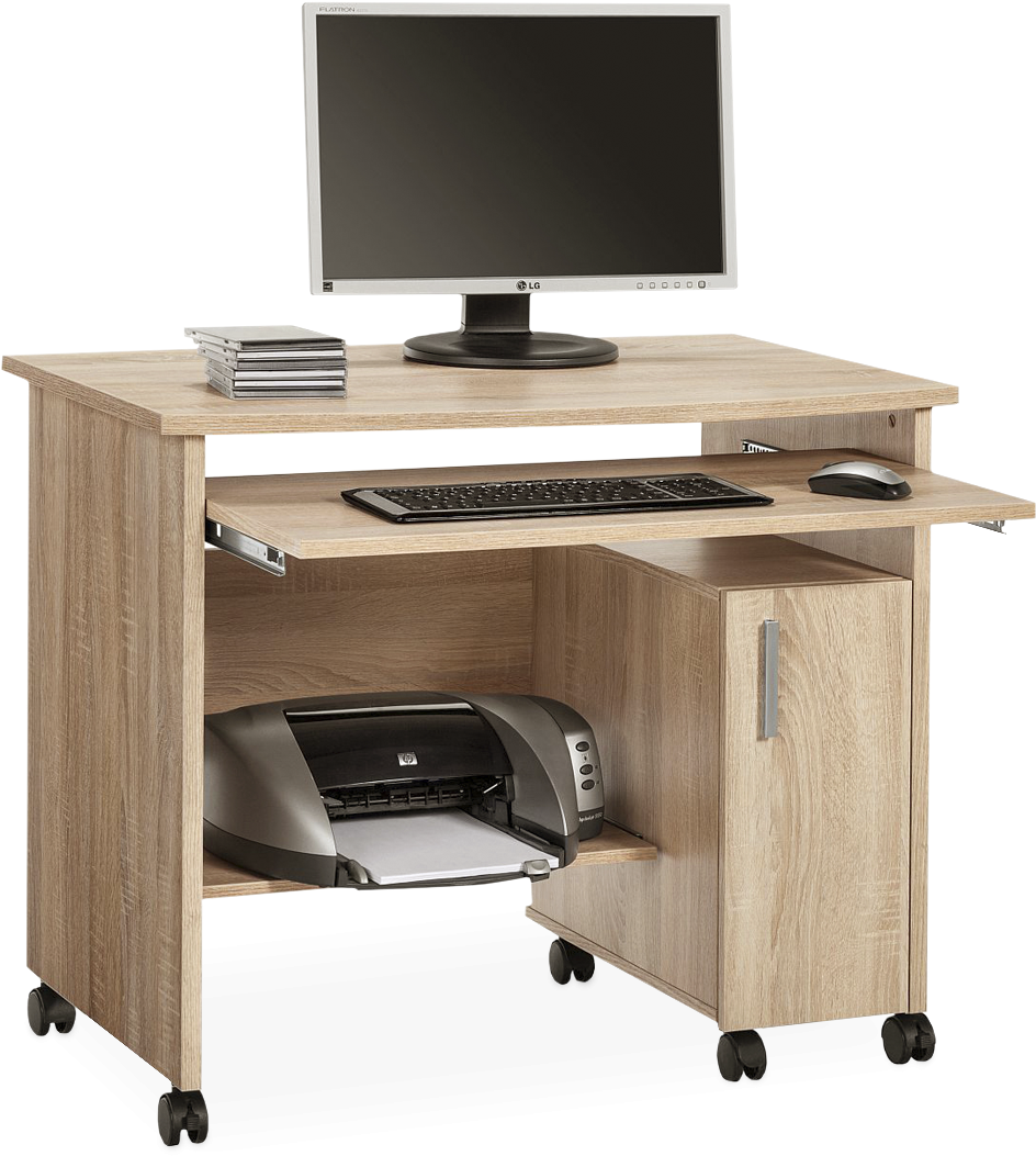 Home Office Computer Desk Setup PNG