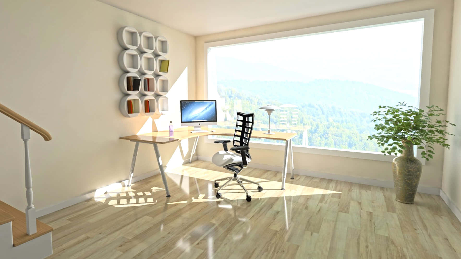 Comfortable Home Office Setup Wallpaper