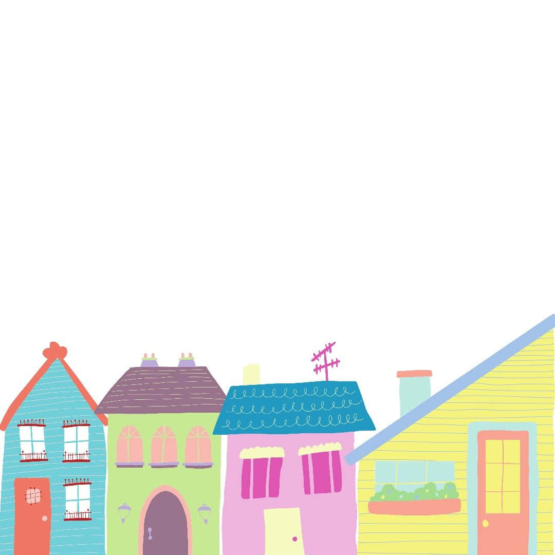 A Colorful Cartoon House With A White Background