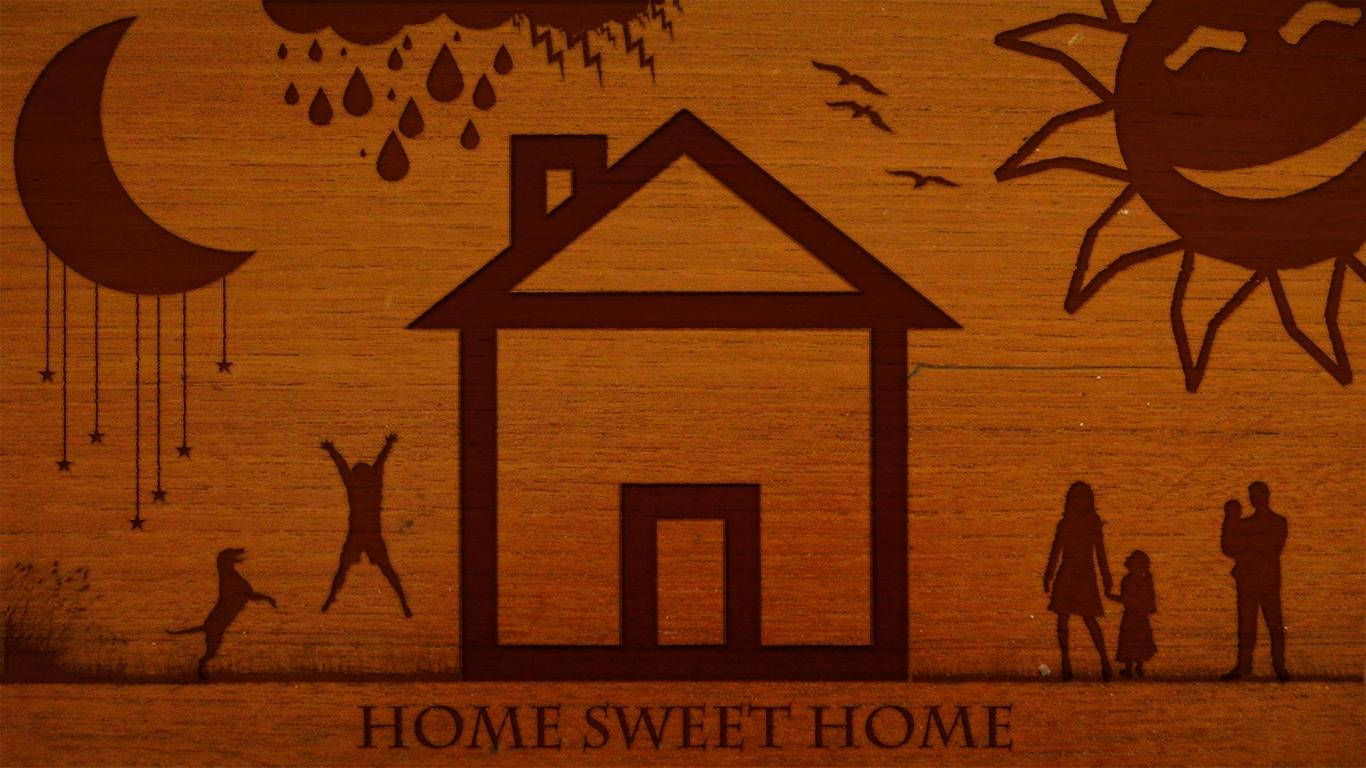 Zuhausesüß Zuhause - Familie Auf Holz Wallpaper