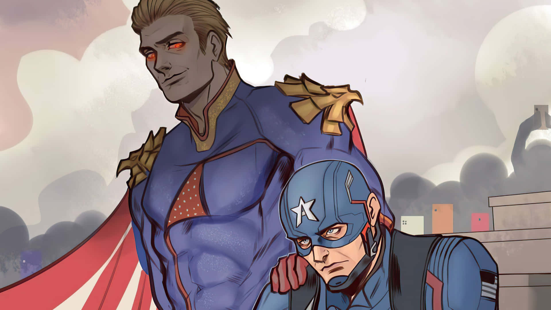 Homelanderand Captain America Crossover Artwork Wallpaper