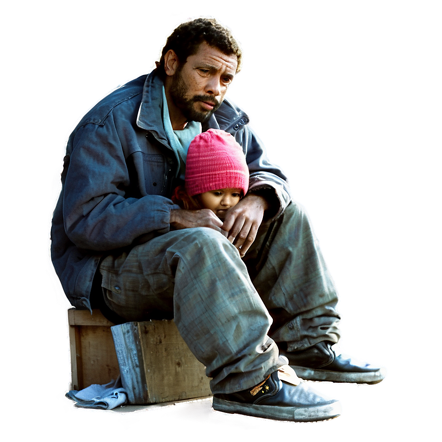 Homeless Man And Child Png 06132024 PNG