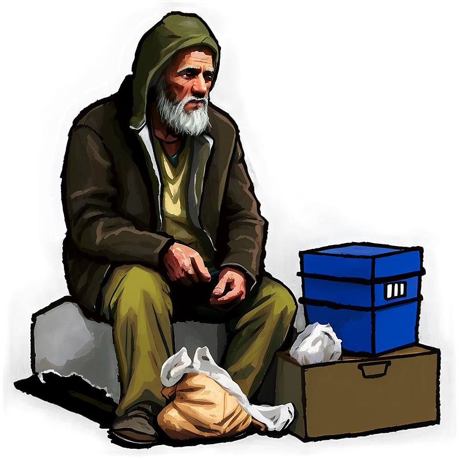 Homeless Man Begging Png Cus84 PNG