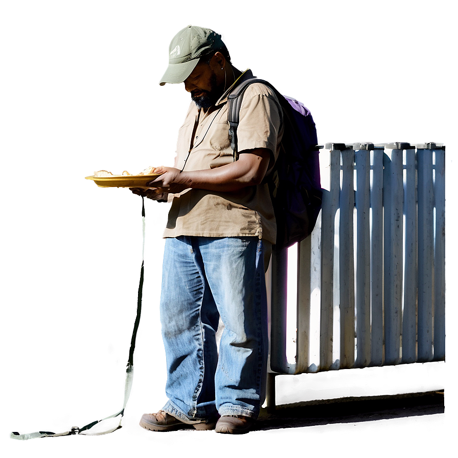 Homeless Man In Line For Food Png 06132024 PNG