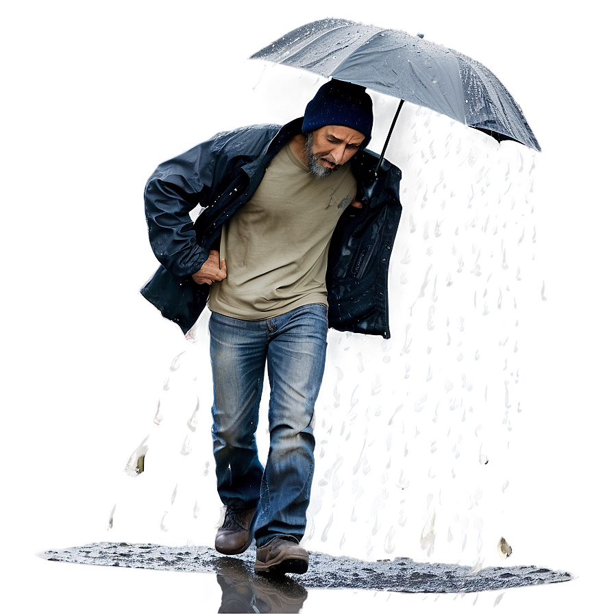 Homeless Man In Rain Png Ufc69 PNG