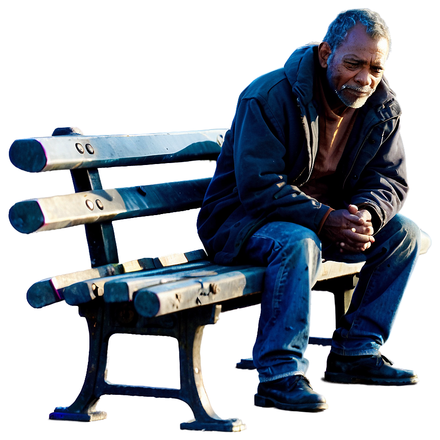 Homeless Man On Bench Png 06132024 PNG