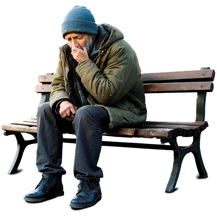 Homeless Man On Bench Png 06132024 PNG